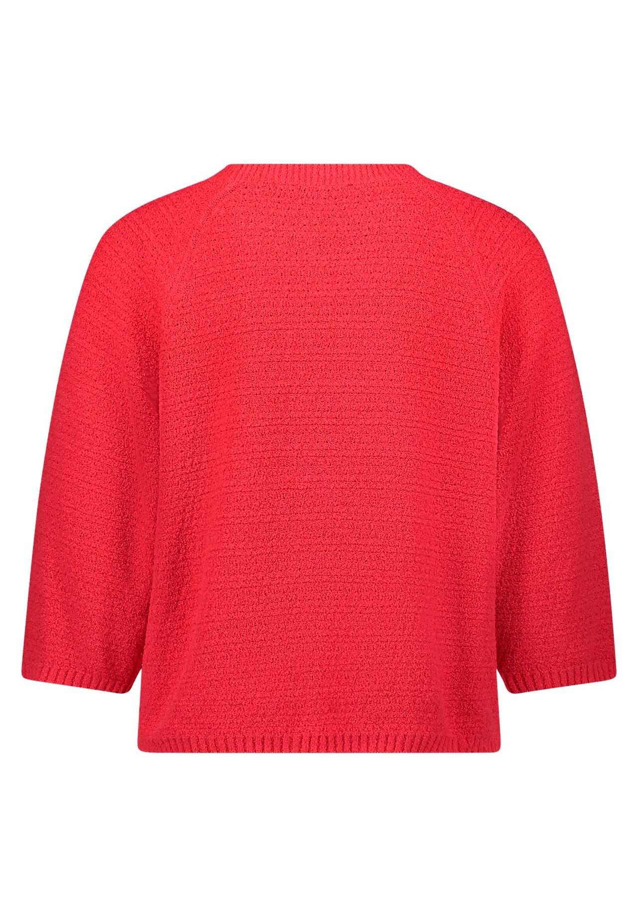 Cartoon Strickpullover Mit Rundhalsausschnitt, Rot, 36