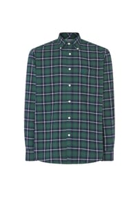 El Búho NOCTURNO® - Herren Hemd Flannel Langarm Kariert Baumwolle mit Tasche Grün - Grün