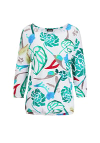 GOLDNER - Kurzgröße:  Shirt - weiß / grün / gemustert