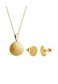 Nenalina - Schmuckset Halskette Ohrstecker Kreis 925 Silber Vergoldet - Gold