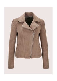 MADELEINE - Bikerjacke aus Ziegenveloursleder - beige