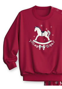 CALIDA - Kinder Bündchen-Pyjama aus reiner Bio-Baumwolle Family & Friends - deep red