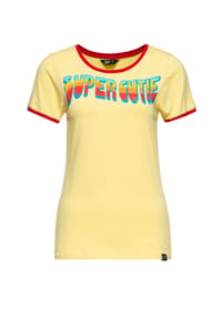 QUEEN KEROSIN - Print-Shirt mit Retro Statement Print Super Cutie - zartgelb
