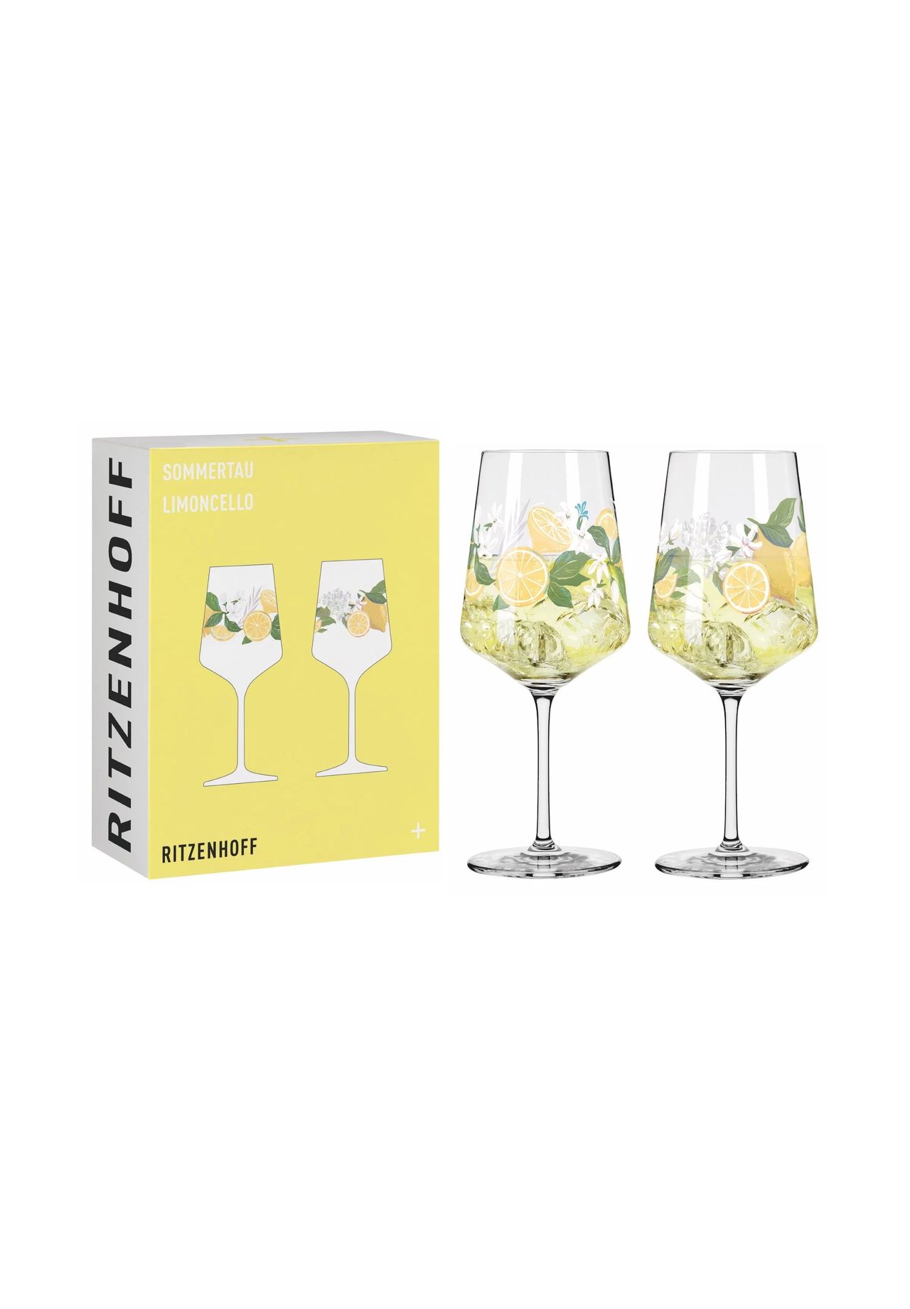 RITZENHOFF 2931021 Limoncello-Glas 500 ml - 2er-Set - Serie Sommertau - 2 Stück für Aperitif mit Dolce Vita Motiv - Made in Germany