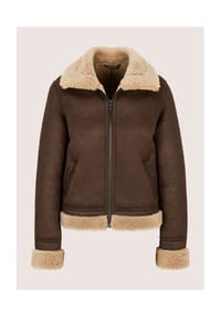 MADELEINE - Aviatorjacke mit Teddyfell - dunkeltaupe / wollweiß