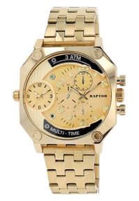ONE ELEMENT Raptor - Herren Quarz Armbanduhr Magnus mit Edelstahlgliederarmband - 3 ATM - Mineralglas - blau-gold