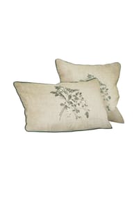 LOBERON - Kissenhülle 2er Set Chantrelle creme/grün - creme/grün