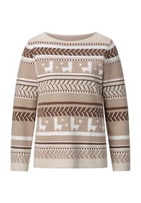 SIEH AN! - Jacquard-Pullover - beige-schoko-gemustert