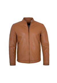 JILANI - Herren Lederjacke Lammnappa cognac - green dust