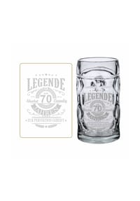 LUXENTU - Bierkrug mit Gravur Legende seit 70 Jahren 0,5 Liter transparent - transparent