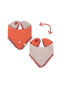 sigikid® - Wendehalstuch Savanne ,  für Babys - Rost-Orange/Creme-Braun geringelt