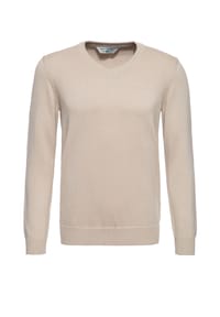 WAY OF GLORY - V-Ausschnitt-Pullover mit dezenter Logo-Stickerei auf der Brust - anthrazit