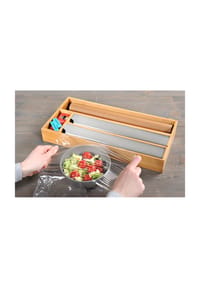 KESPER® Folienspender - BAMBUS - NATUR, SILBER