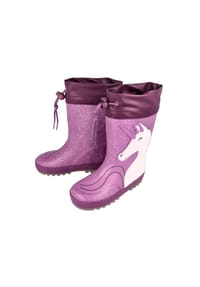 maximo® - Gummistiefel Einhorn, Glitzer Stulpe, Reflekt 3M, Winterfutter - dunkle orchidee/marmorrosa