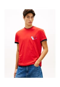 TOMMY Jeans - TJM REG SIGN SHIFT SS, XL8  RAPID RED, S - XL8  RAPID RED
