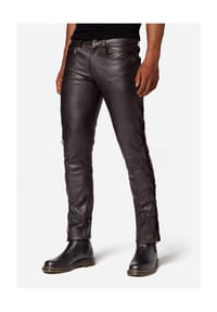 RICANO - Herren Lederhose Cow Waxy mit Schnürungen aus gewachstem Rinds Leder - Braun
