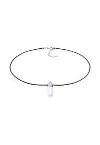 elli. PREMIUM - Halskette Choker Nylon Kristallspitze 925 Silber - Schwarz