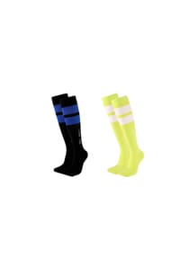 MUNADUNA - 2er-Pack Kompressions-Kniestrümpfe Anti-Rutsch Fitness-Socken,Frottee-Polsterung,Anti-Rutsch - Schwarz-Blau, Neon-Gelb