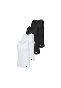 adidas - Herren Unterhemden, 4er Pack - Ergonomic Tank Top 4PK, Active Flex Cotton, ärmellos, einfarbig - Schwarz