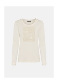 olsen - Shirt mit Placement-Print - Almond Beige Melange