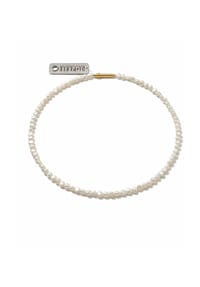 DI PERLE® DI PERLE Schmuckkollektion - Süßwasser Zuchtperlen Halskette Collier aus Edelstahl vergoldet, 45 cm - weiß