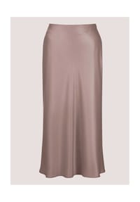 MADELEINE - Midi Satinrock für elegante Anlässe - kiesel