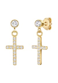 EAST / SIDE - Damen Ohrringe aus Edelstahl in Gelbgold mit Zirkonia - gelbgold