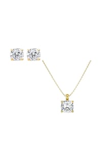 Fiocco JEWELRY - Giselle Ohrringe und Kette Zirkonia Brillantschliff weiß, 925 Sterling Silber - gelbgold