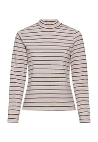MANGUUN - Langarmshirt, Stehkragen, für Damen - 1 BEIGE STRIPE