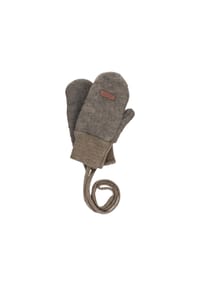 maximo® - GOTS MINI-Handschuhe, Daumen Wollfleece, Strickbund - braunmeliert