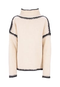 Seasons of April - Strickpullover JOLIE Damen Pullover mit Stehkragen und Farbakzenten, Jolie - Creme