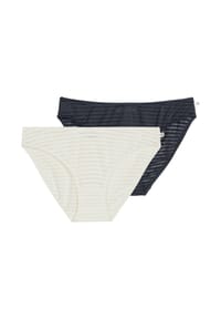 Marc O'Polo - Slip 2er Pack Second Skin Jacquard - Creme / dunkelblau