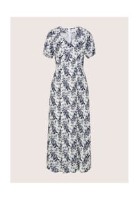MADELEINE - Viskosekleid mit floralem Design - wollweiß / marine
