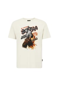 OLDSKULL - T-Shirt Japanese Samurai Warrior Graphic Traditionelles fernöstliches Motiv - Off White