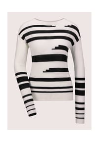 MADELEINE - Intarsien-Pullover aus Schurwolle - schwarz / wollweiß