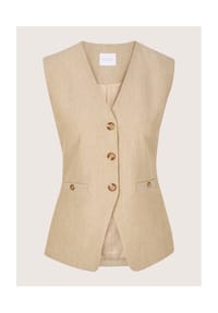 MADELEINE - Leicht gefütterte Damenweste mit V-Ausschnitt - beige / melange