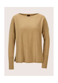 MADELEINE - Schlichter Strickpullover mit U-Boot-Ausschnitt - caramel