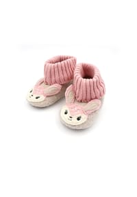 maximo® - Lauflernschuhe Reh Anti-Rutsch-Sohle PVC, Strickbund - beigemeliert/altrosa