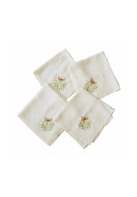 LOBERON - Serviette 4er Set Mistletoe weiß/grün - weiß/grün