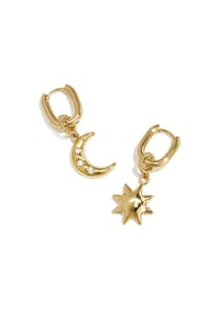 Adelia's - Ohrringe Ohrhänger mit Sonnen- und Mondanhängern aus Edelstahl - goldfarben