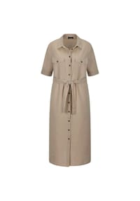 GOLDNER - Kurzgröße:  Leinenkleid im Safari-Look - stein