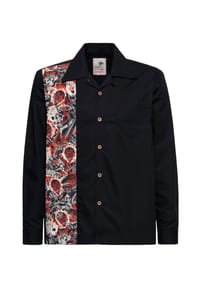 KING KEROSIN - Langarmhemd mit seitlichem illustrativen Design Rockabilly - schwarz