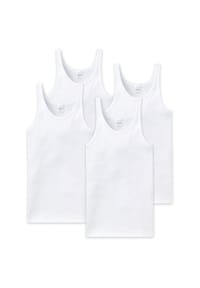 SCHIESSER - Herren Unterhemd 4er Pack - ärmellos, Cotton Essentials, Feinripp - Blau