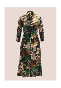 MADELEINE - Bedrucktes Kleid mit Rocktaschen - schwarz / cognac / khaki