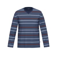 AMMANN - Organic Cotton Mix & Match Schlafanzug-Oberteil, V-Ausschnitt, für Herren - 321 BLUE GREY