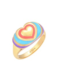elli. - Ring Elli Ring Siegelring Herz Emaille Bunt 925 Silber Vergoldet - Gold