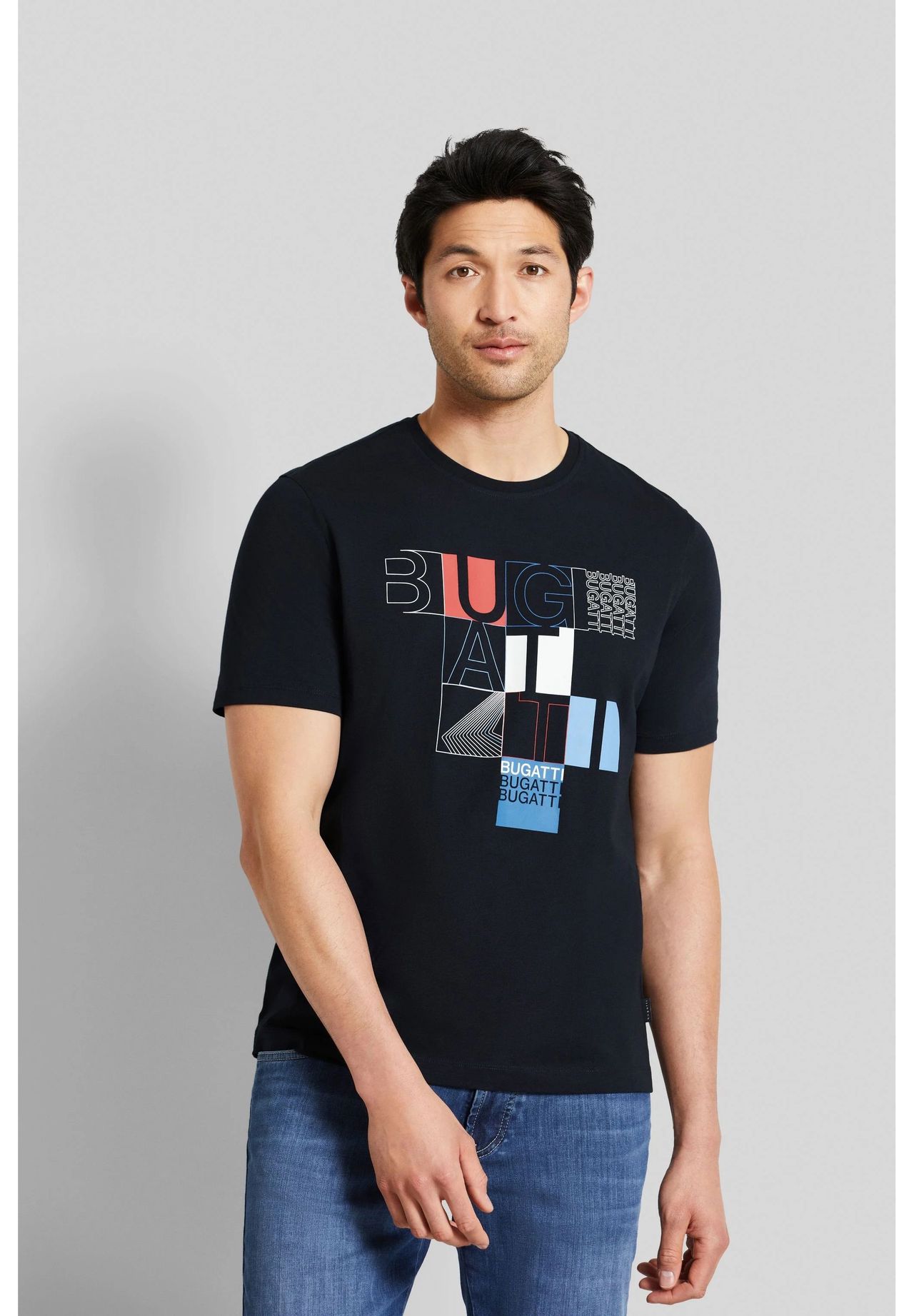 bugatti T-Shirt, Label, Baumwolle, für Herren | GALERIA