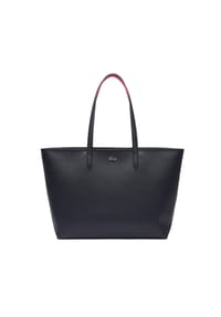 LACOSTE - Damen Handtasche - Anna Petit Piqué Zipped Shopping Bag, 30x35x14cm (HxBxT) - Dunkelblau