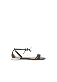 Kazar - Schwarze Sandalen mit flacher Sohle und silbernem Absatz - Schwarz