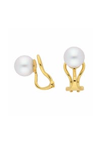 Adelia's - Damen 585 Gold Ohrringe   Ohrclips mit Süßwasser Zuchtperle Ø 8 mm - gold